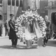 The commemorative wreath sent by Adolf Hitler. It’s difficult to see, but the ribbons were emblazoned with Nazi insignia.